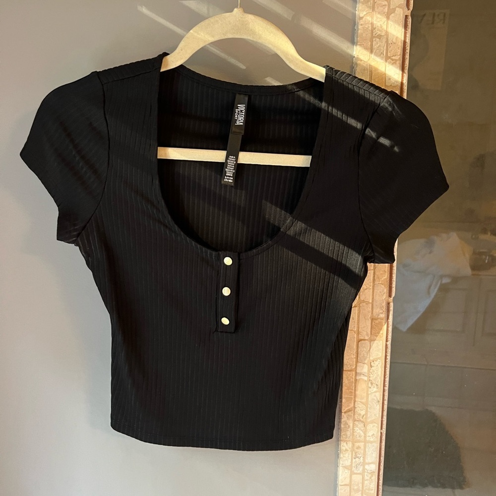 Victoria Secret Ribbed Black Crop Top